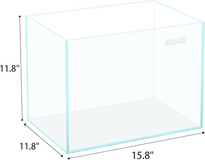 9.5 Gallon Rimless Aquarium, Ultra Clear Glass Low Iron Small Fish Tank for Betta, L15.7×W11.8×H11.8 Inches Thickness 5mm with EVA Foam Mat Included
