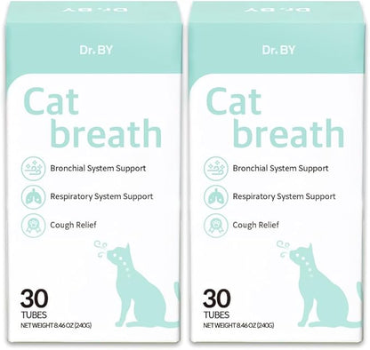 Dr.by Cat Breath Bronchial Supplements Cat Sneezing Treatment Asthma Cold Cough Nose Relief Respiratory&Immune Support with TF-343-30 lickable Formula Individually Packaged, Chicken (2 Packs (17OZ))