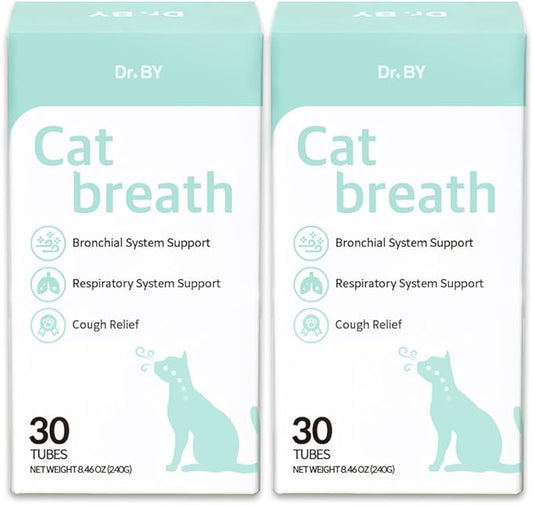Dr.by Cat Breath Bronchial Supplements Cat Sneezing Treatment Asthma Cold Cough Nose Relief Respiratory&Immune Support with TF-343-30 lickable Formula Individually Packaged, Chicken (2 Packs (17OZ))