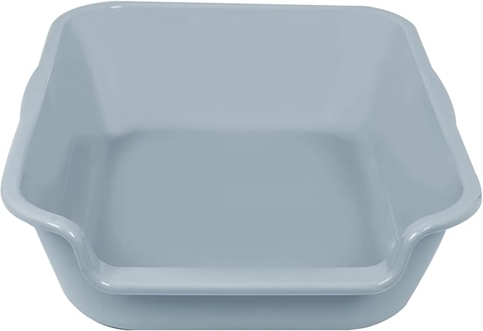 2 Pack of Extra Large Cat Litter Box (ABS Material), Low Entry Senior Litter Pen for Geriatric Kitty Big Cats, Jumbo Pet Safe Litter Boxes Tray for Indoor Pets Potty (Gray, 20" L x 15.5" W)