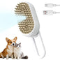 3-In-1 Rechargeable Steamy Cat Brush, Deep Cleaning & Hair Removal System with Rotating Handle, 360° Massage for Cats & Dogs (White)