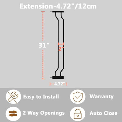 Fairy Baby Safety Gate 4.72 inch Extension for Walk Through Baby Gate Auto Close Child Safety Gates Extension Black