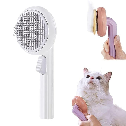 iZiv Cat Brush with Release Button, Pet Grooming Brushes for Indoor Cats, Hair Removal for Long or Short Haired Cats, Kitten Cats Dogs Rabbits, 232 HTPE Protection Points, Self Cleaning