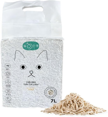Gatitos Tofu Cat Litter Climping Quickly, Natural Material, Dissolves in Water and can be Flushed Down The Toilet, Vacuum Packing（Original Flavor| Pack*1）
