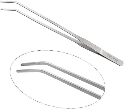 Aquarium Tweezer Set - FEITA Long Stainless Steel Curved & Straight Aquarium Feeding Tweezers Scissors Maintenance Tools Kit (3 Pcs)