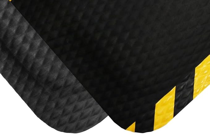 American Floor Mats Hog Heaven 5/8 inch Black & Yellow Border 2' x 5' Nitrile Backed Anti-Fatigue Comfort Mat