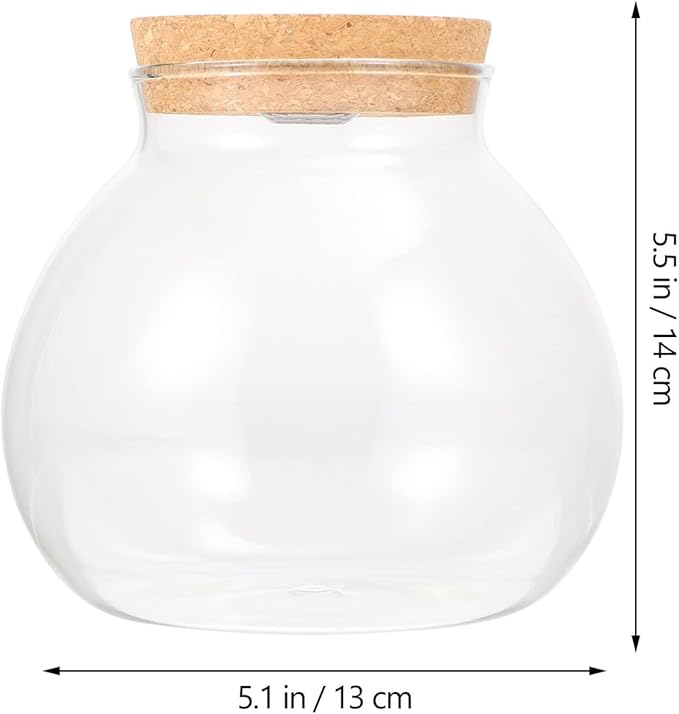 Fish Bowl with LED Light - Small Betta Fish Tank with LED Lighting and Lid Glass Fish Bowl Small Aquarium Glass Terrarium Container Bottle for DIY Landscape, Home Decor