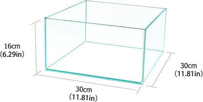 Fzone 3.8gal Shallow Rimless Low Iron Fish Tank Nova Clear Ultra-White 45° Mitered Edges Translucent Glass Anata Series Aquarium w/Black Foam Leveling Mat