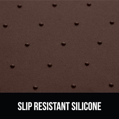 GORILLA GRIP 100% Waterproof Raised Edge BPA Free Silicone Pet Feeding Mat, Dog Cat Food Mats Contain Spills Protects Floors, Placemats for Cats and Dogs Water Bowl, Pets Accessories 16x10, Brown