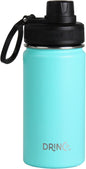 DRINCO Stainless Steel Water Bottle Spout Lid Vacuum Insulated Double Wall Water Bottle Wide Mouth (40oz 32oz 22oz 18oz 14oz) Leak Proof Keeps Cold or Hot (14 oz, 14oz Teal)