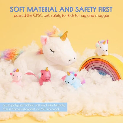 5 Pieces Unicorn Toys Stuffed Animals for Girls, 1 Mommy Unicorn with 4 Babies, Soft Plush Unicorn Toys Gifts for Girls 3 4 5 6 7 8 9 Years, Kids, Children, Christmas, Birthday, Valentine's