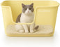 Extra Large Cat Litter Box with High Sides - Splash-Proof Design for Big Cats & Multi-Cat Homes, 24.6in x 16.7in x 12.8in (Yellow)