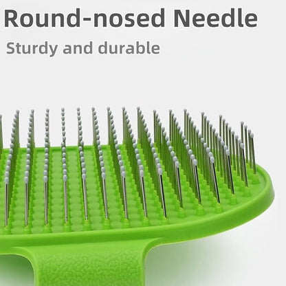 4-Pack Silicone Cat Brush Set, Pet Scratcher and Massager – Adjustable Pet Deshedding Brush, Bath Brush for Cats and Dogs, Suitable for Furniture Legs & Corners (Needle Style - 2PCS (Blue + Green))