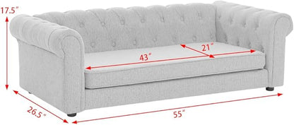 Dog Sofa Couch for Medium to Large Dogs, 55" Memory Foam Pet Sofa Couch with Washable Fabric, Durable Elevated Dog Bed with Legs, Removable Cushion for Medium and Large Dogs, Dark Grey