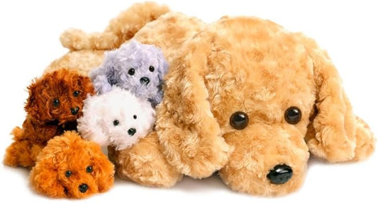 5 Pieces Dog Stuffed Animals for Girls,1 Mommy Dog with 4 Babies,Puppy Stuffed Animals Gifts for Girls 3 4 5 6 7 8 9 Years,Soft Plush Toys for Kids Christmas,Valentine's,Birthday,Children's Day