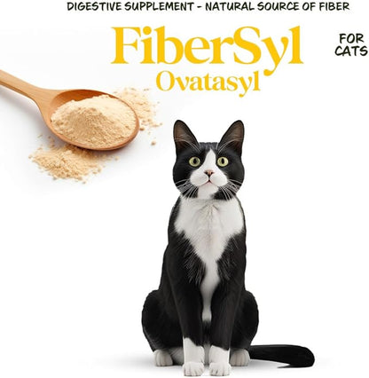 FiberSyl Ovatasyl Prebiotics for Cats Digestive Health - Cat Fiber Supplements for Constipation Relief & Support - Psyllium Husk Seed to Support Digestion Problems - Cat Stool Hardener - 60 Capsules