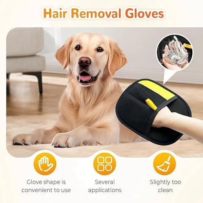 2Pcs Electrostatic Gloves Pet Hair Removal, Pet Hair Remover Glove, Washable Reusable Dogs Cats Hair Gloves for Furniture Bed Sheets Couch Clothes Carpet Car