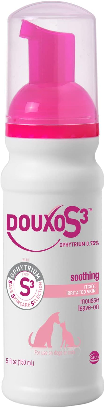 Douxo S3 Calm Mousse, Contains 0.75% Ophytrium, Soothing, For Itchy, Irritated or Allergic Skin, For Dogs and Cats, 5.1 fl. oz. (150mL)