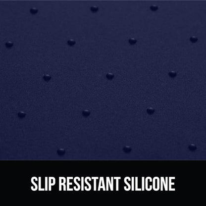 GORILLA GRIP 100% Waterproof Raised Edge BPA Free Silicone Pet Feeding Mat, Dog Cat Food Mats Contain Spills Protects Floors, Placemats for Cats and Dogs Water Bowl, Pets Accessories 28x18 Navy