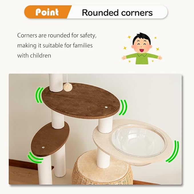 56.6in Large Wooden cat Tower for Large Multiple Cats,cat Tree with Observation Deck, Suitable for Summer and Winter 144CM (Particleboard)