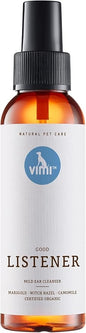 animaux vimi Ear Cleaner Good Listener - Ear Cleaner Spray for Sensitive Dog Ears - Ear Care with Camomile, Calendula & Witch Hazel - for Thorough & mild Cleaning - 3.38 Fl Oz