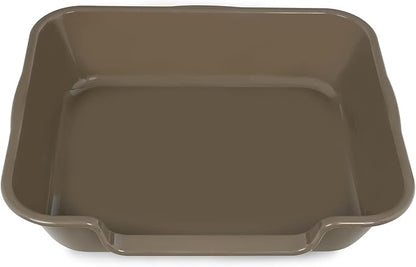 1 Pack of Extra Large Cat Litter Box (ABS Material), Low Entry Senior Litter Pen for Geriatric Kitty Big Cats, Jumbo Pet Safe Litter Boxes for Indoor Pets Potty (Light Brown, 24" L x 20" W)