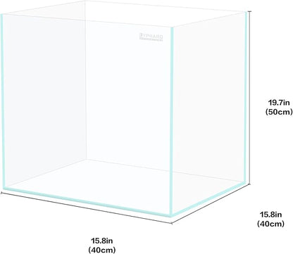 21 Gallon Rimless Aquarium Tall Tank, Ultra Clear Low Iron Big Fish Tank, L15.8×W15.8×H19.7 Glass Thickness 6mm with EVA Foam Leveling Mat