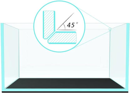 Fzone 3.8gal Shallow Rimless Low Iron Fish Tank Nova Clear Ultra-White 45° Mitered Edges Translucent Glass Anata Series Aquarium w/Black Foam Leveling Mat