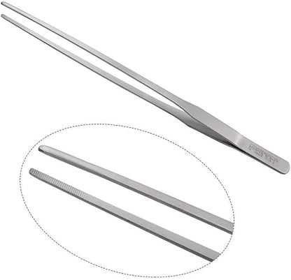 Aquarium Tweezer Set - FEITA Long Stainless Steel Curved & Straight Aquarium Feeding Tweezers Scissors Maintenance Tools Kit (3 Pcs)