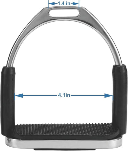 Flex Stainless English Saddle Stirrups Iron Pads Knee Ankle Stress Pain Relief