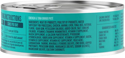 A Strong Heart Canned Wet Cat Food, Chicken & Tuna Dinner Paté - 5.5 oz Cans (Pack of 24), Made in The USA with Real Chicken & Tuna