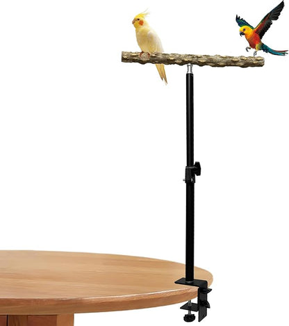 13-23 Inch Height Adjustable Desktop Bird Perch Pepper Wood Bird Training Perch Stand Parakeet Perches Indoor and Outdoor Parrot Stands for Small to Medium Bird