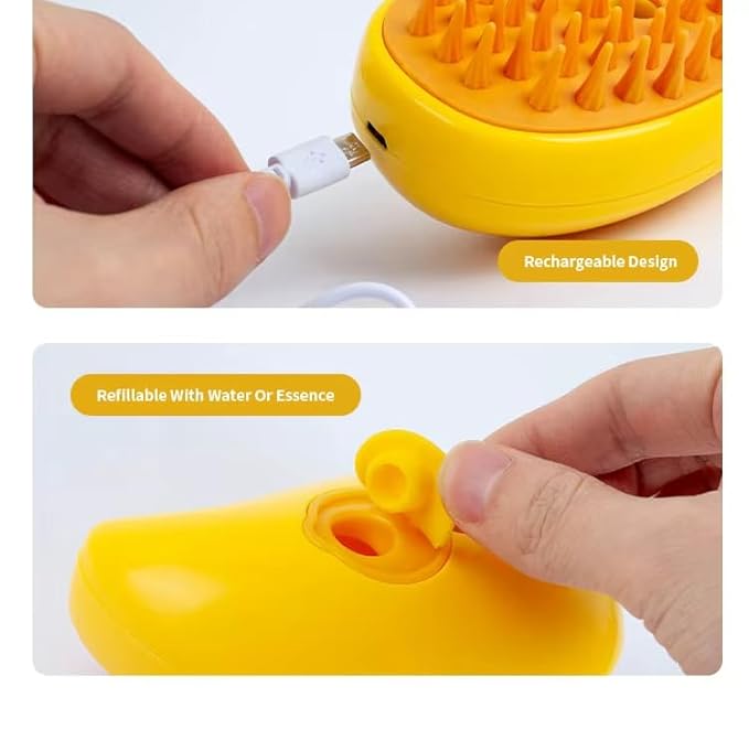 3-in-1 Rechargeable Pet Hair Brush: Massager, Steamy Comb & Self-Cleaning Mist Spray for Cats & Dogs