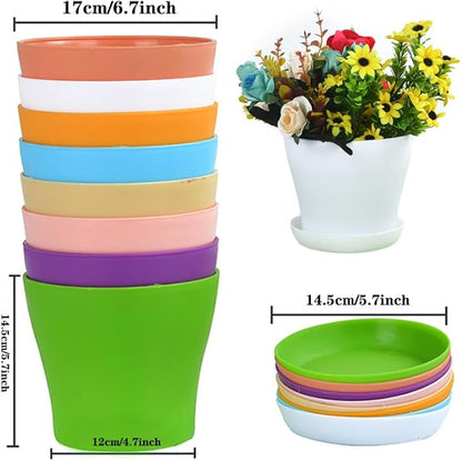 20 Pack 7 Inch Plant Pots Bulk Small Plastic Planters Pots with Drainage Holes Flower Pot for Succulent, Cactus, Herb, African Violet