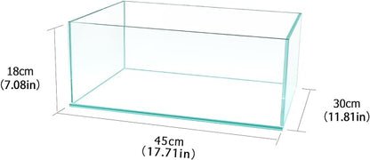 Fzone 6.4 Gal Shallow Rimless Low Iron Fish Tank Nova Clear Ultra-White 45° Mitered Edges Translucent Glass Anata Series Aquarium w/Black Foam Leveling Mat