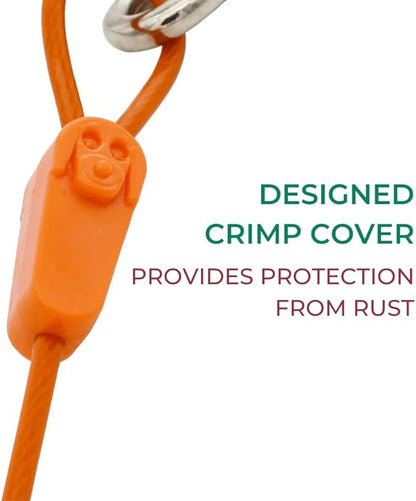 60FT Tie-Out Cables for Dogs - Strong, Safe, and Durable Dog Tie-Outs for Every Breed up to 250 Pounds - Weather and Wear Resistant Galvanized Aircraft Cable for Outside Use