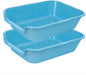 2 Pack of Extra Large Cat Litter Box (ABS Material), Low Entry Senior Litter Pen for Geriatric Kitty Big Cats, Jumbo Pet Safe Litter Boxes Tray for Pets Potty (Light Blue, 20" L x 15.5" W)