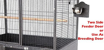 Extra Large Single Stacker Strong Heavy Duty Wrought Iron Breeder Parrot Aviary Bird Breeding Breeder Cage with Side Nest Breeding Doors On Wheels