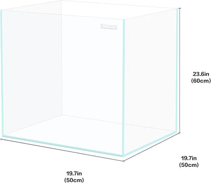39 Gallon Tall Rimless Aquarium, Ultra Clear Low Iron Large Fish Tank, L19.7×W19.7×H23.6 Glass Thickness 10mm with EVA Foam Leveling Mat