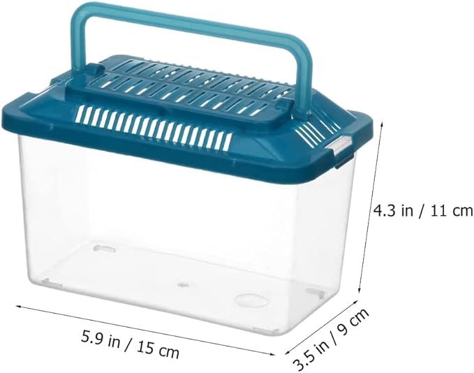 FRCOLOR Portable Plastic Turtle Tank - Transparent Aquarium Carrier Box for Small Pets Ideal for Hamsters Lizards and Fish Easy to Feed and Clean
