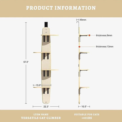 Door Hanging Cat Shelf, Multi Level Door Hanging Cat, Cat Tree Door Hanger Mounted Cat Shelves Cat Ladder, 4-Levels Over Door Cat Climber for Indoor Cats