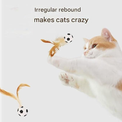 2025 New Interactive Cat Feather Ball Toy Set - Elastic Bouncy Cat Toys with Feather Tails, Silicone Rolling Balls for Indoor Cats & Kitten Exercise, Safe & Fun Play (1 Set)