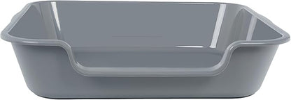 2 Pack of Extra Large Cat Litter Box (ABS Material), Low Entry Senior Litter Pen for Geriatric Kitty Big Cats, Jumbo Pet Safe Litter Boxes Tray for Indoor Pets Potty (Gray, 24" L x 20" W)