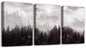 Framed Canvas Art - Boho Wall Decor Set of 3: Foggy Forest Trees Scenery for Living Room, Bedroom, Office, Farmhouse, Home Decoration