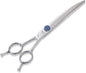 7'' Dog Grooming Scissors CNC 440C Blades Sharp and Durable Polished Curved Dog Shears with Blue Diamond Adustable Screws Easy to Use for Groomer and Home User