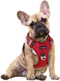 Funfox Dog Harness No Pull, Adjustable Pet Vest Harness, Super Soft Material with Vertical Handle Easy Control, Reflective Night Walking, 2 Leash Clips for Small Sized Dogs, Red, S