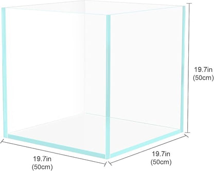 33 Gallon Cube Rimless Aquarium, Ultra Clear Low Iron Large Fish Tank, L19.7×W19.7×H19.7 Glass Thickness 8mm with EVA Foam Leveling Mat