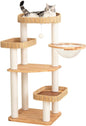48'' Cat Tree for Large Cats, Modern Cat Tree Multi-Level Condo with Natural Wood, Cat Activity Centre for Medium and Big Pets (White LS02)