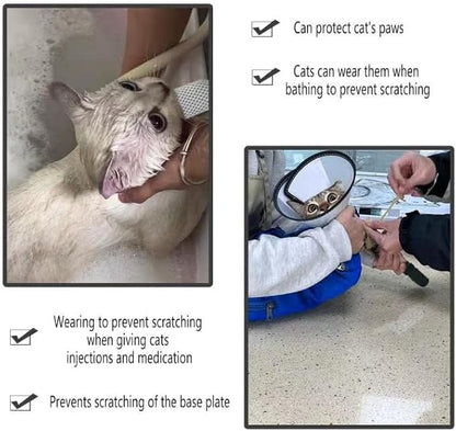 4 PCS Cat Mittens to Prevent Scratching,Mesh Breathable Cat Shoes,Adjustable Cats Anti Scratch Gloves,Suitable for Cats When Bathing and Nail Trimming(M,Grey)