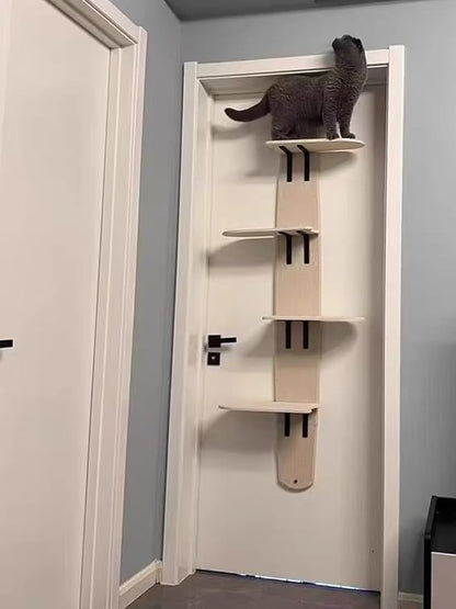 Door Hanging Cat Shelf, Multi Level Door Hanging Cat, Cat Tree Door Hanger Mounted Cat Shelves Cat Ladder, 4-Levels Over Door Cat Climber for Indoor Cats